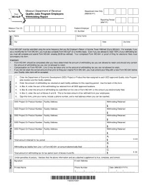 Missouri Quality Jobs Program Withholding Report