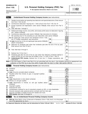 US Personal Holding Company Tax Form 1120