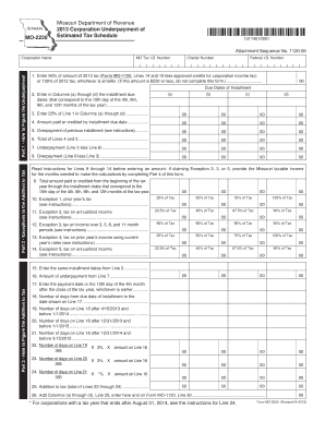 Missouri Corporation Underpayment of Estimated Tax Form