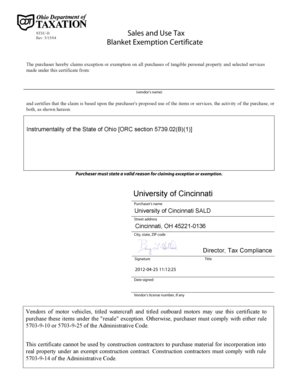 STEC-B Sales and Use Tax Blanket Exemption Certificate