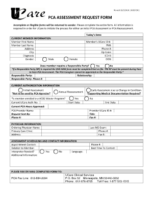 PCA Assessment Request Form