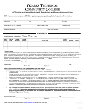 OTC Dual Credit Registration and Parental Consent Form