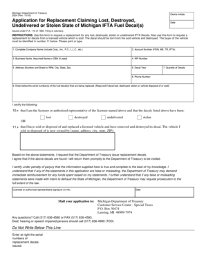 Michigan IFTA Fuel Decal Replacement Application