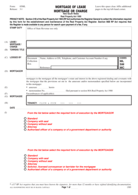 Mortgage of Lease Form 05ML