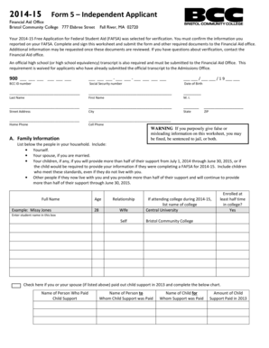 2014-15 FAFSA Verification Form