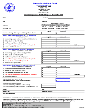 Amended Quarterly Withholding Tax Return