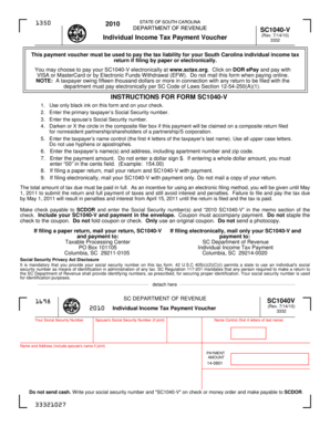 South Carolina SC1040-V Individual Income Tax Payment Voucher
