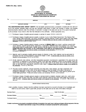 Georgia Sales Tax Certificate of Exemption