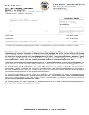 California Disabled Veterans Property Tax Exemption Form