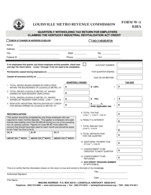 Louisville Metro W-1 KIRA Form