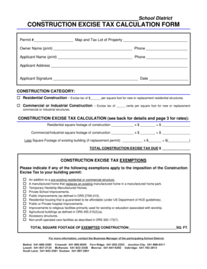 Construction Excise Tax Calculation Form