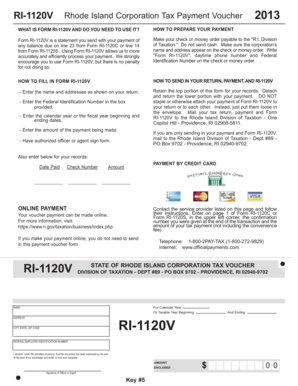 Rhode Island Corporation Tax Payment Voucher