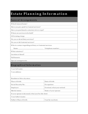 Estate Planning Information Form