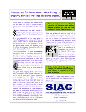 Homeowner Alarm System Notice