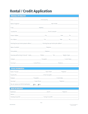 Rental Credit Application Form