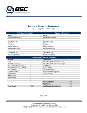 Personal Financial Statement Form