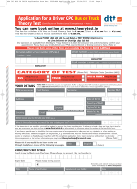 Driver CPC Bus or Truck Theory Test Application Form