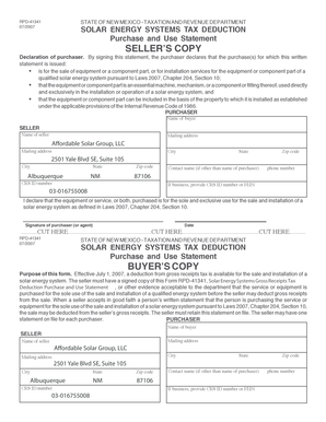 New Mexico Solar Energy Systems Tax Deduction Form