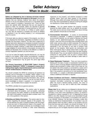 Arizona Seller's Property Disclosure Statement