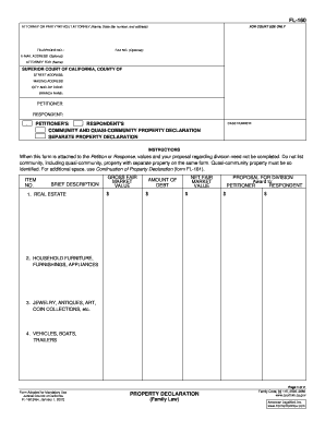 California Property Declaration Form FL-160