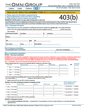 403(b) Salary Reduction Agreement Form