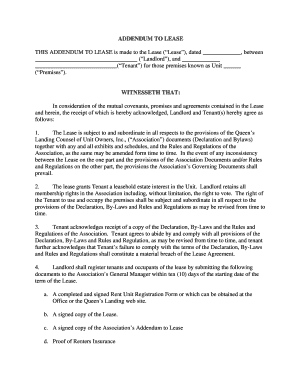 Addendum to Lease Agreement