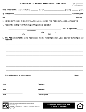 Addendum to Rental Agreement