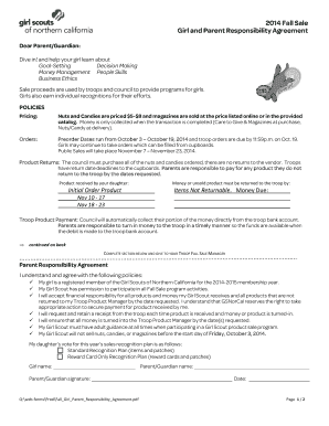 Girl and Parent Responsibility Agreement