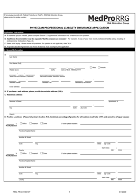 Physician Professional Liability Insurance Application