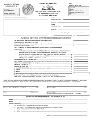 2013 Indian Hill Income Tax Return