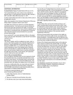 Colorado Football District Sales Tax Return