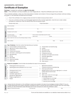 Minnesota Sales Tax Exemption Certificate