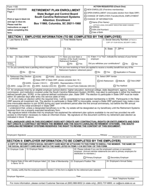 South Carolina Retirement Plan Enrollment Form 1100