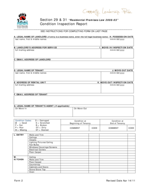 Residential Premises Condition Inspection Report