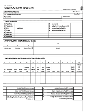 California Residential Alterations Fenestration Compliance Form