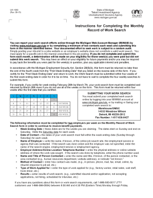 Michigan Monthly Record of Work Search