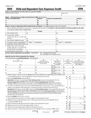 California Form 3506 Child and Dependent Care Expenses Credit