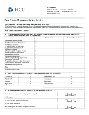 Real Estate Professional Liability Application