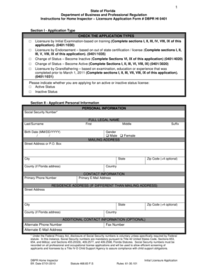 Florida Home Inspector Licensure Application