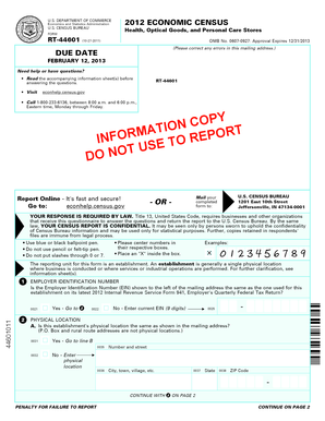 US Economic Census Form RT-44601