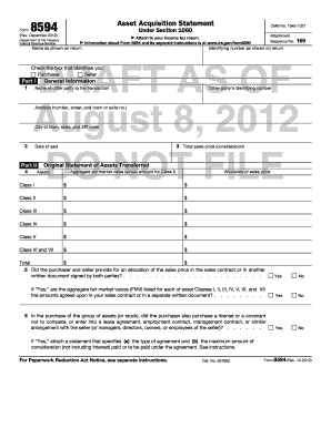 IRS Form 8594 Asset Acquisition Statement