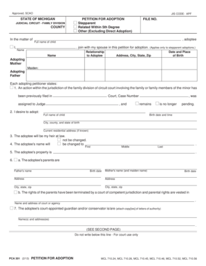 Michigan Stepparent Adoption Petition
