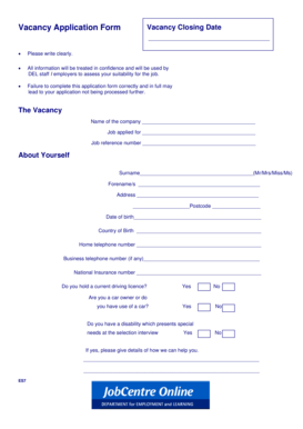 Vacancy Application Form