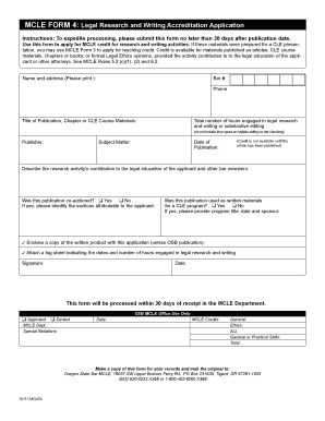 MCLE Form 4: Legal Research and Writing Accreditation Application