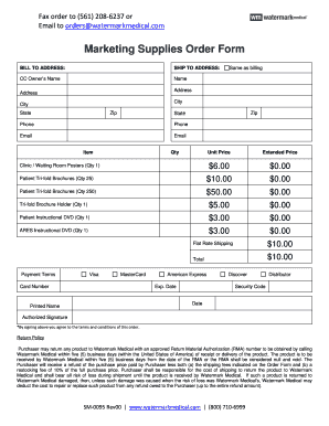 Medical office brochures - Marketing Supplies Order Form - Watermark Medical