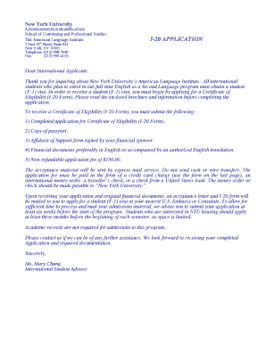 I-20 Application for F-1 Visa