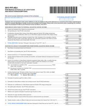 New Mexico Schedule of Additions and Deductions/Exemptions
