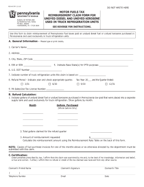 Uhc reimbursement form - Motor Fuels Tax Reimbursement Claim Form for Undyed Diesel and Undyed Kerosene Used in Truck Refrigeration Units (REV-643). Forms/Publications