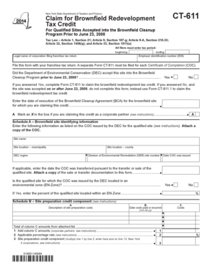 New York Brownfield Redevelopment Tax Credit Form CT-611