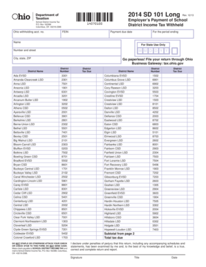 Ohio School District Income Tax Employer Payment Form